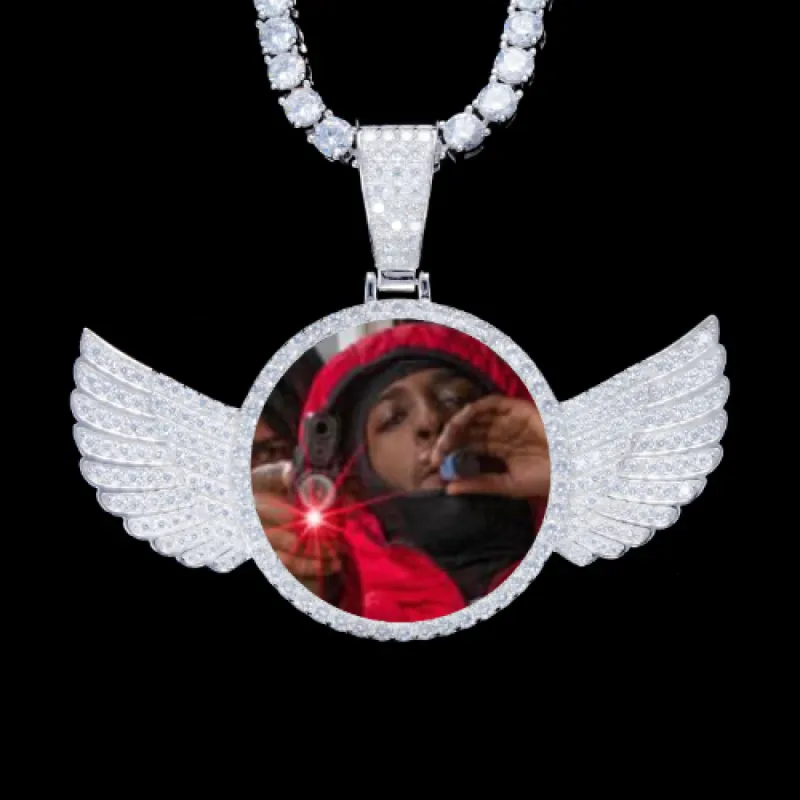 925S & VVS Moissanite 3D Wing Custom Picture Pendant sold by The GUU Shop