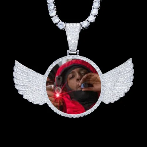 925S & VVS Moissanite 3D Wing Custom Picture Pendant sold by The GUU Shop