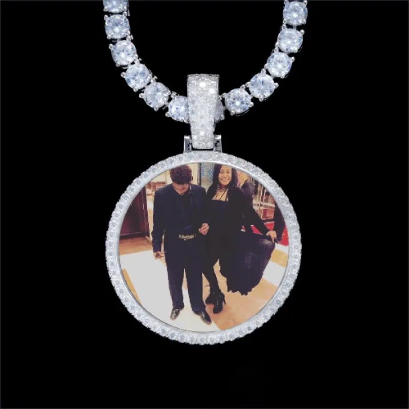 925S & VVS Moissanite 3D Circle Custom Picture Pendant sold by The GUU Shop