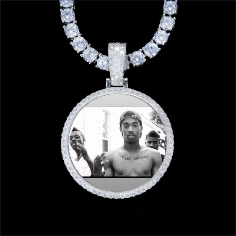 925S & VVS Moissanite 3D Circle Custom Picture Pendant sold by The GUU Shop