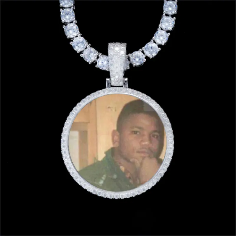 925S & VVS Moissanite 3D Circle Custom Picture Pendant sold by The GUU Shop