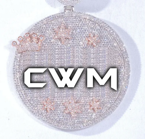 CUSTOM LETTER NECKLACE 3D BIG CROWN DISC sold by The GUU Shop