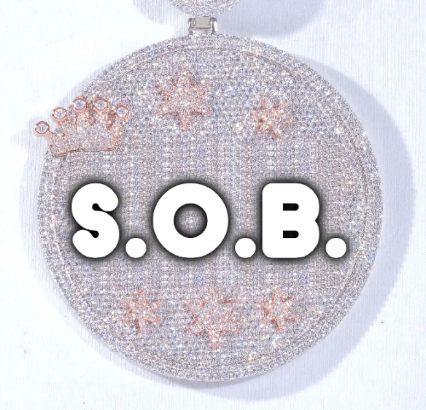 CUSTOM LETTER NECKLACE 3D BIG CROWN DISC sold by The GUU Shop