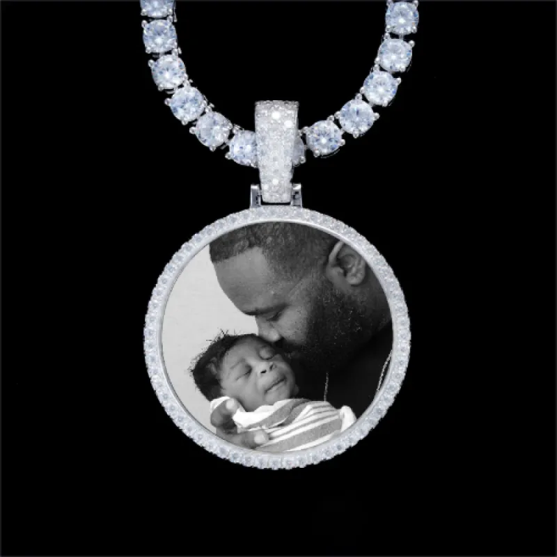925S & VVS Moissanite 3D Circle Custom Picture Pendant sold by The GUU Shop