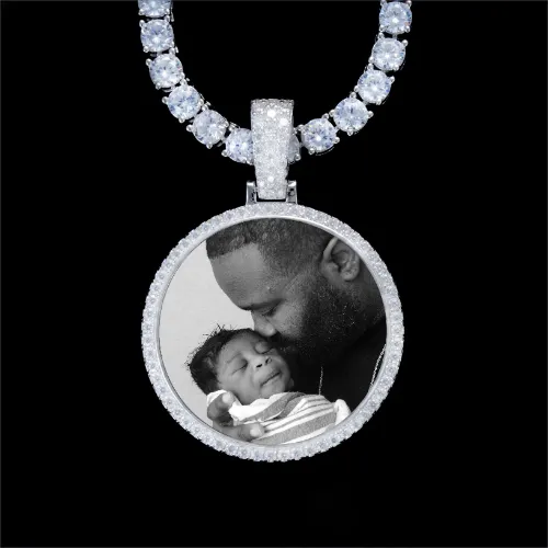 925S & VVS Moissanite 3D Circle Custom Picture Pendant sold by The GUU Shop