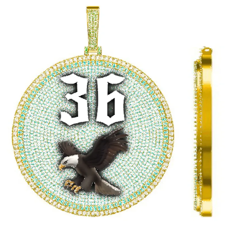 CUSTOM LETTER NECKLACE 3D BIG DISC sold by The GUU Shop