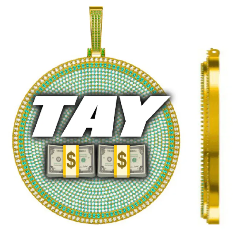 CUSTOM LETTER NECKLACE 3D BIG DISC sold by The GUU Shop