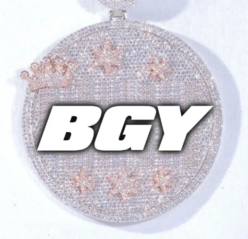 CUSTOM LETTER NECKLACE 3D BIG CROWN DISC sold by The GUU Shop