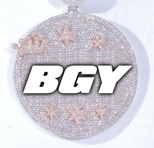 CUSTOM LETTER NECKLACE 3D BIG CROWN DISC sold by The GUU Shop