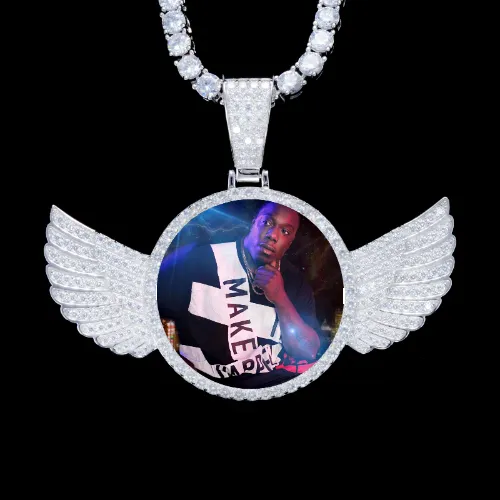 925S & VVS Moissanite 3D Wing Custom Picture Pendant sold by The GUU Shop