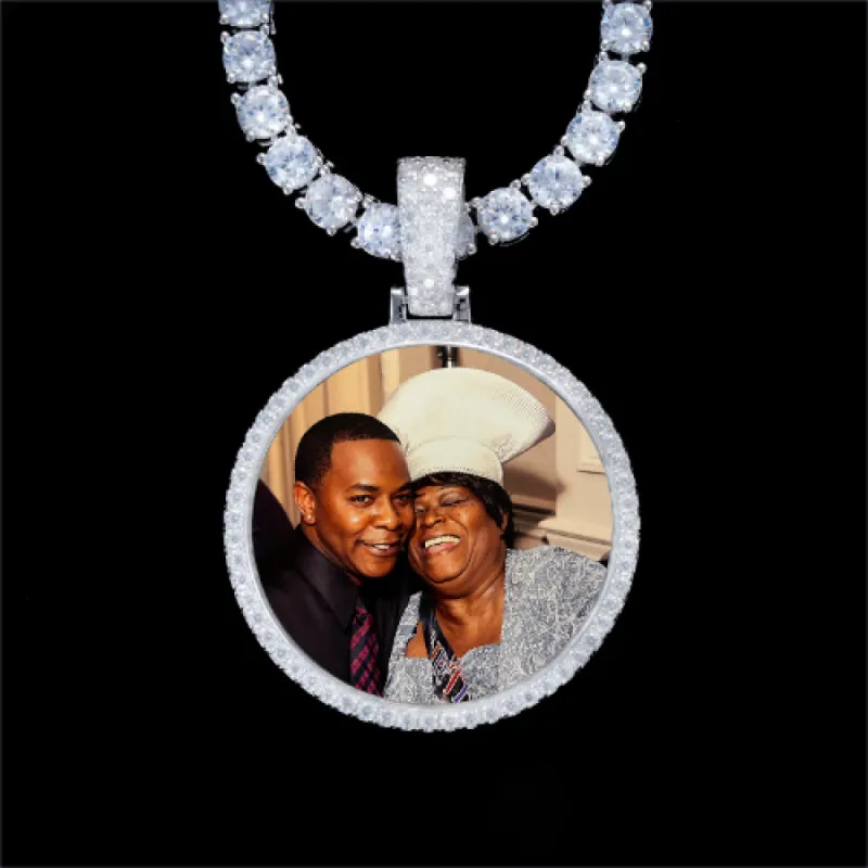 925S & VVS Moissanite 3D Circle Custom Picture Pendant sold by The GUU Shop