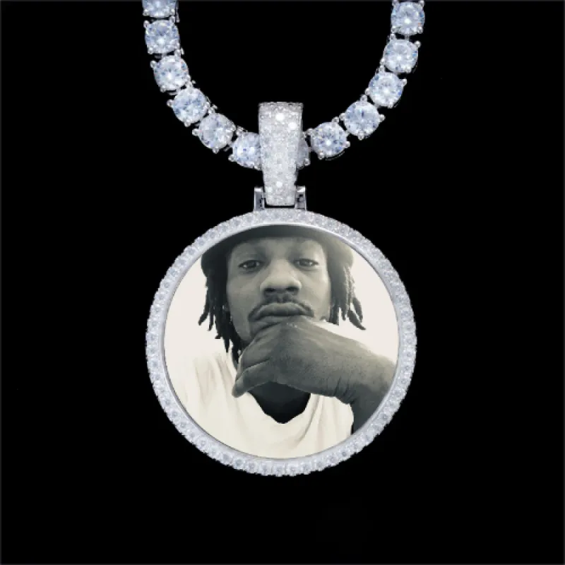 925S & VVS Moissanite 3D Circle Custom Picture Pendant sold by The GUU Shop