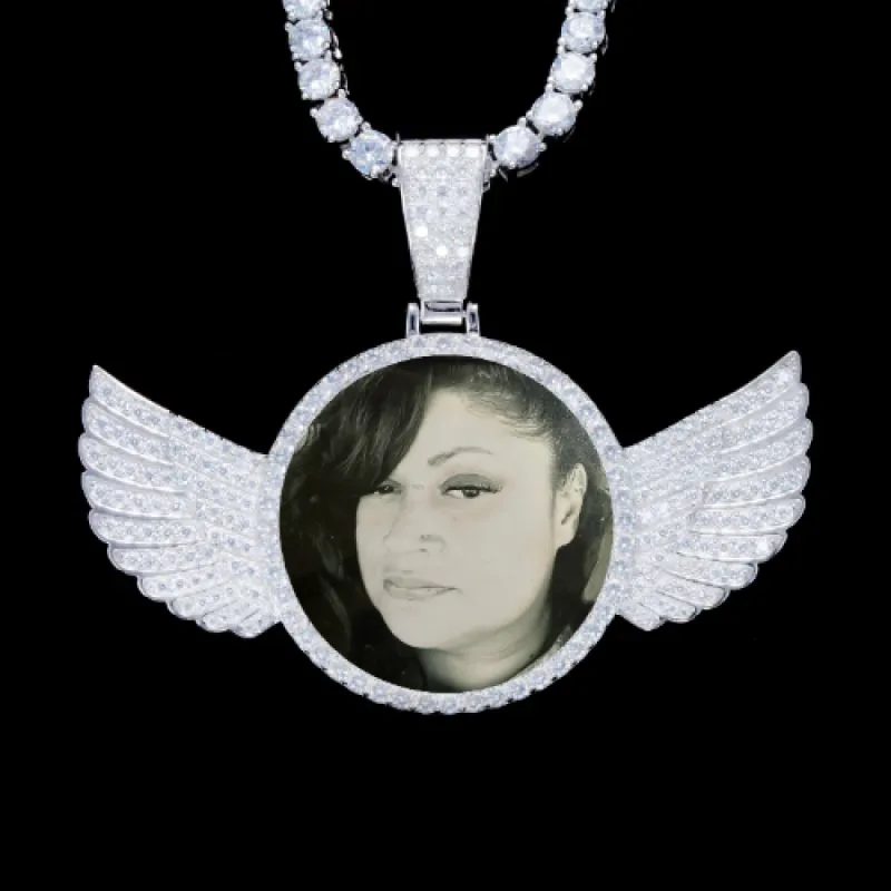 925S & VVS Moissanite 3D Wing Custom Picture Pendant sold by The GUU Shop