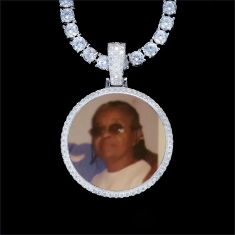 925S & VVS Moissanite 3D Circle Custom Picture Pendant sold by The GUU Shop