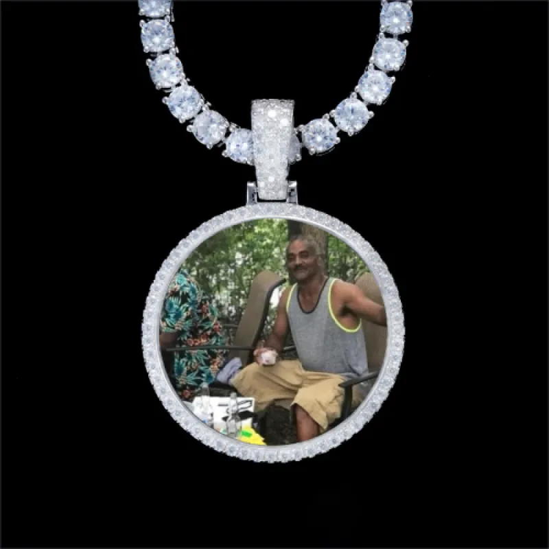 925S & VVS Moissanite 3D Circle Custom Picture Pendant sold by The GUU Shop