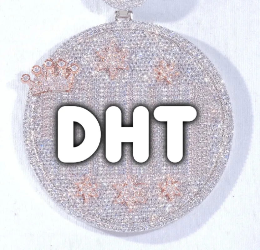 CUSTOM LETTER NECKLACE 3D BIG CROWN DISC sold by The GUU Shop