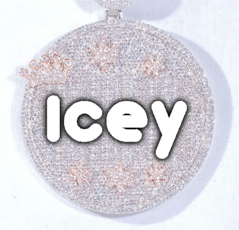 CUSTOM LETTER NECKLACE 3D BIG CROWN DISC sold by The GUU Shop