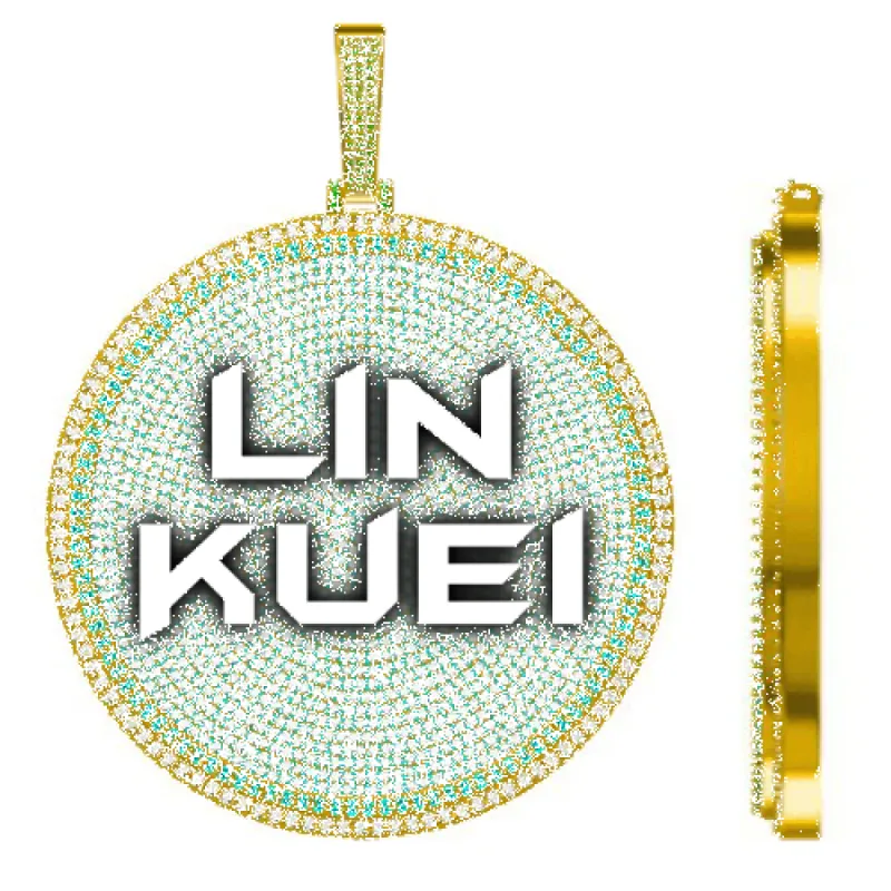CUSTOM LETTER NECKLACE 3D BIG DISC sold by The GUU Shop