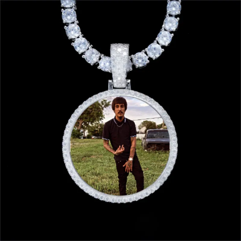 925S & VVS Moissanite 3D Circle Custom Picture Pendant sold by The GUU Shop