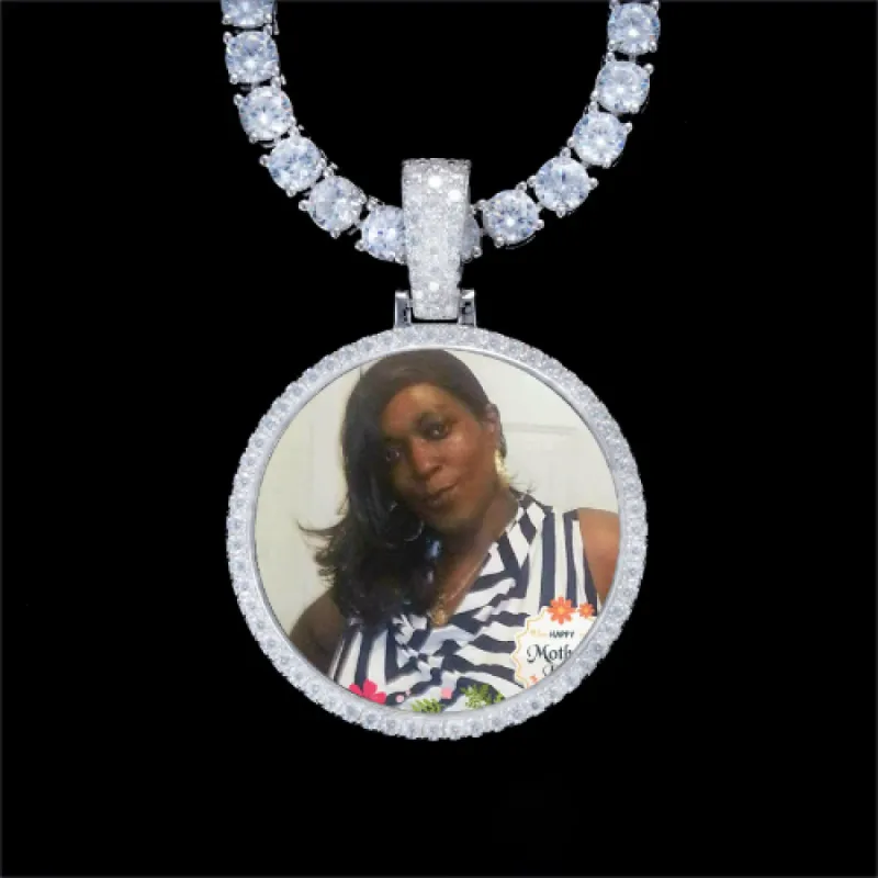 925S & VVS Moissanite 3D Circle Custom Picture Pendant made by The GUU Shop