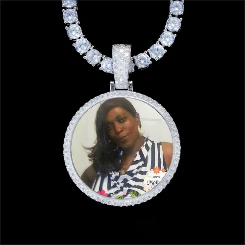 925S & VVS Moissanite 3D Circle Custom Picture Pendant sold by The GUU Shop