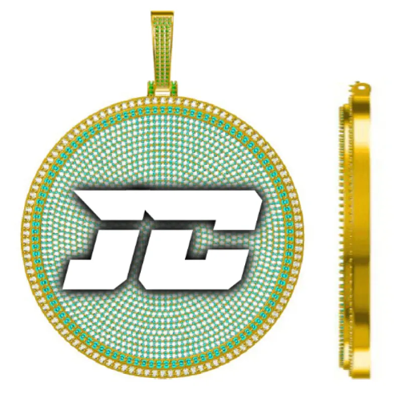 CUSTOM LETTER NECKLACE 3D BIG DISC sold by The GUU Shop