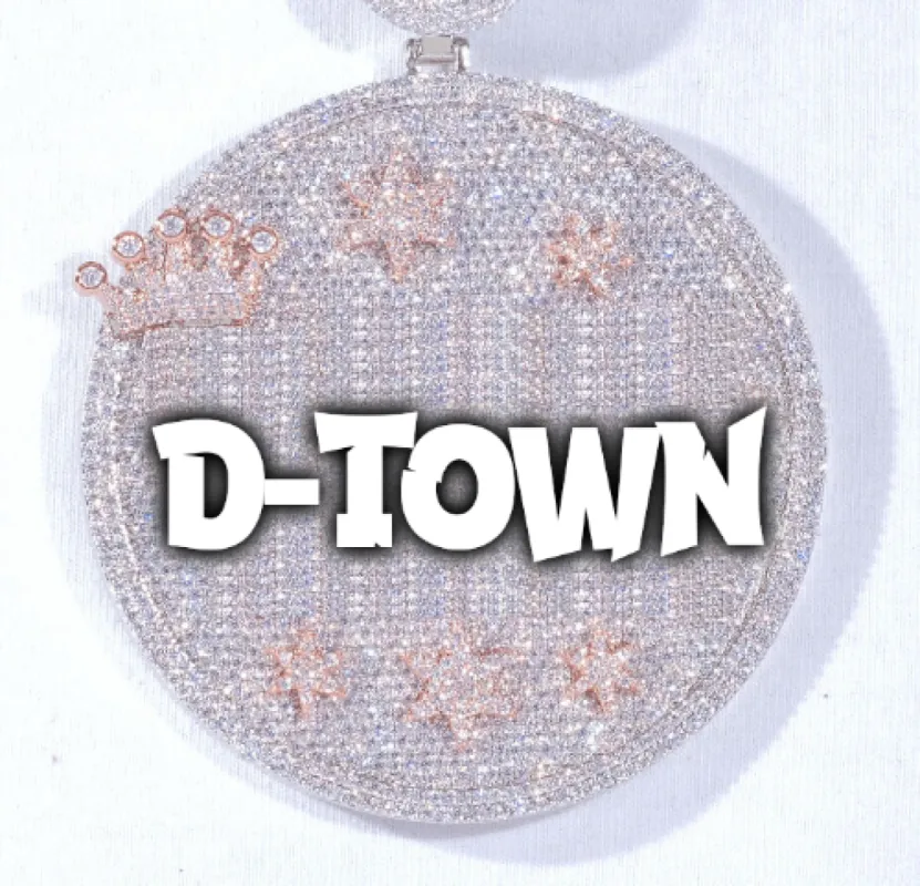 CUSTOM LETTER NECKLACE 3D BIG CROWN DISC sold by The GUU Shop
