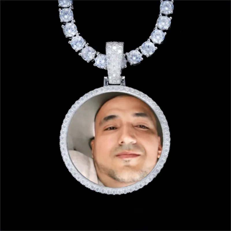 925S & VVS Moissanite 3D Circle Custom Picture Pendant sold by The GUU Shop