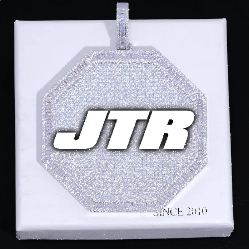 CUSTOM LETTER NECKLACE 3D BIG OCTAGON sold by The GUU Shop