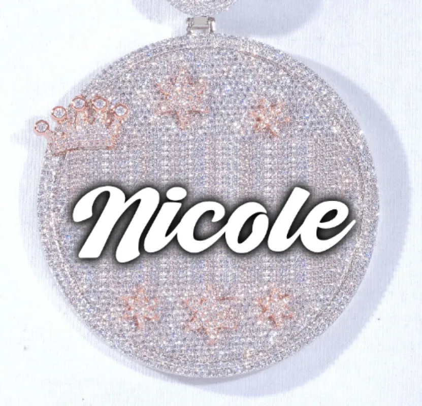 CUSTOM LETTER NECKLACE 3D BIG CROWN DISC sold by The GUU Shop