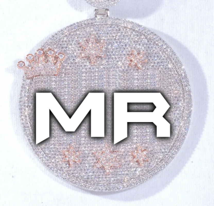 CUSTOM LETTER NECKLACE 3D BIG CROWN DISC sold by The GUU Shop