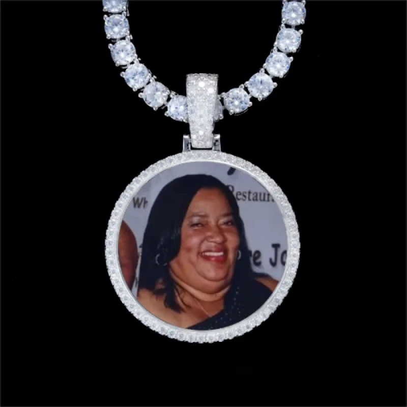925S & VVS Moissanite 3D Circle Custom Picture Pendant sold by The GUU Shop