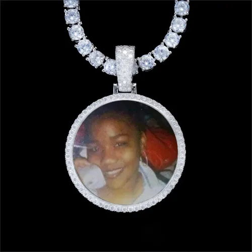 925S & VVS Moissanite 3D Circle Custom Picture Pendant sold by The GUU Shop
