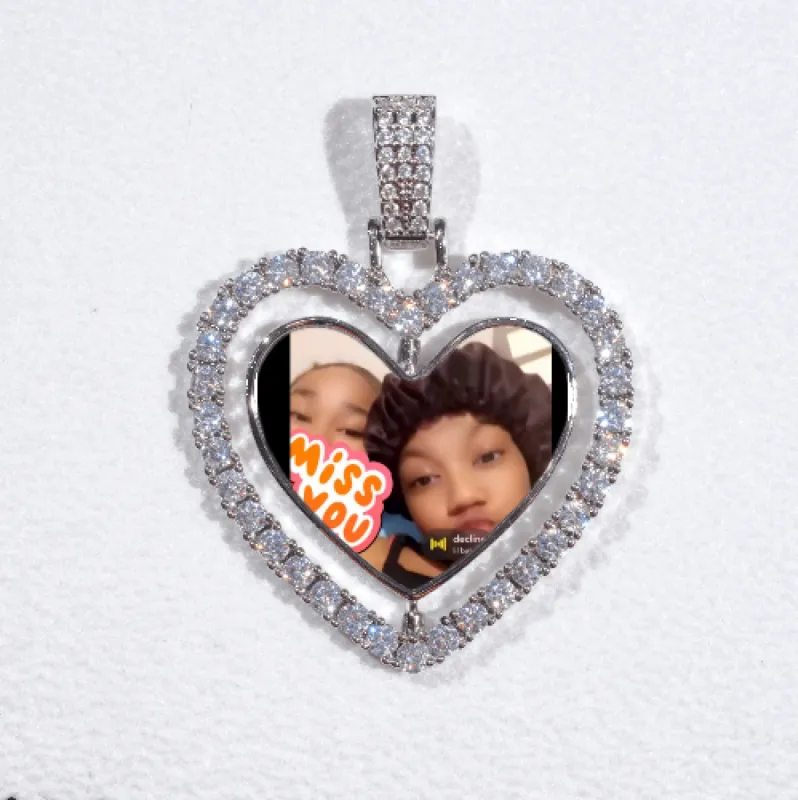 3D Spinning 2-Faced Heart Custom Picture Pendant sold by The GUU Shop