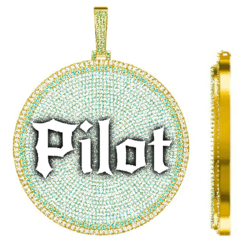 CUSTOM LETTER NECKLACE 3D BIG DISC sold by The GUU Shop