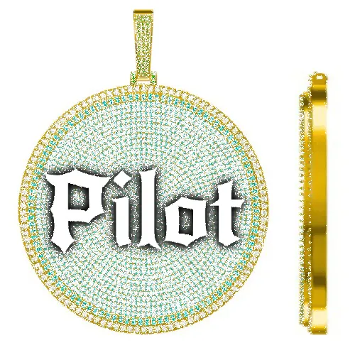 CUSTOM LETTER NECKLACE 3D BIG DISC sold by The GUU Shop