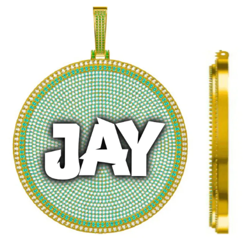 CUSTOM LETTER NECKLACE 3D BIG DISC sold by The GUU Shop