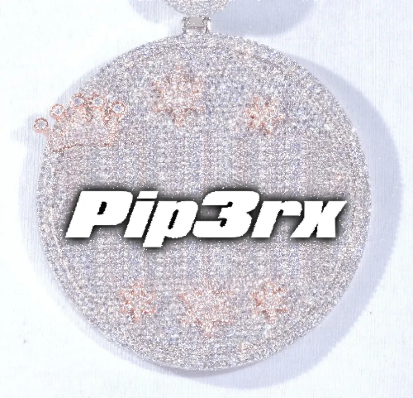 CUSTOM LETTER NECKLACE 3D BIG CROWN DISC sold by The GUU Shop