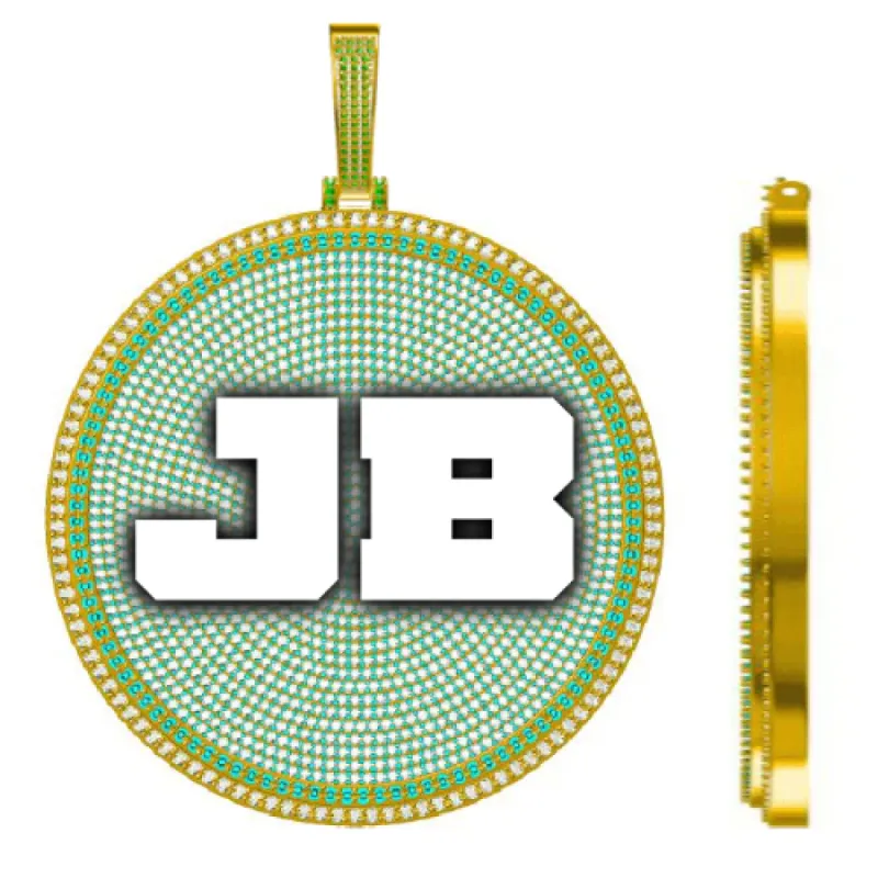 CUSTOM LETTER NECKLACE 3D BIG DISC sold by The GUU Shop