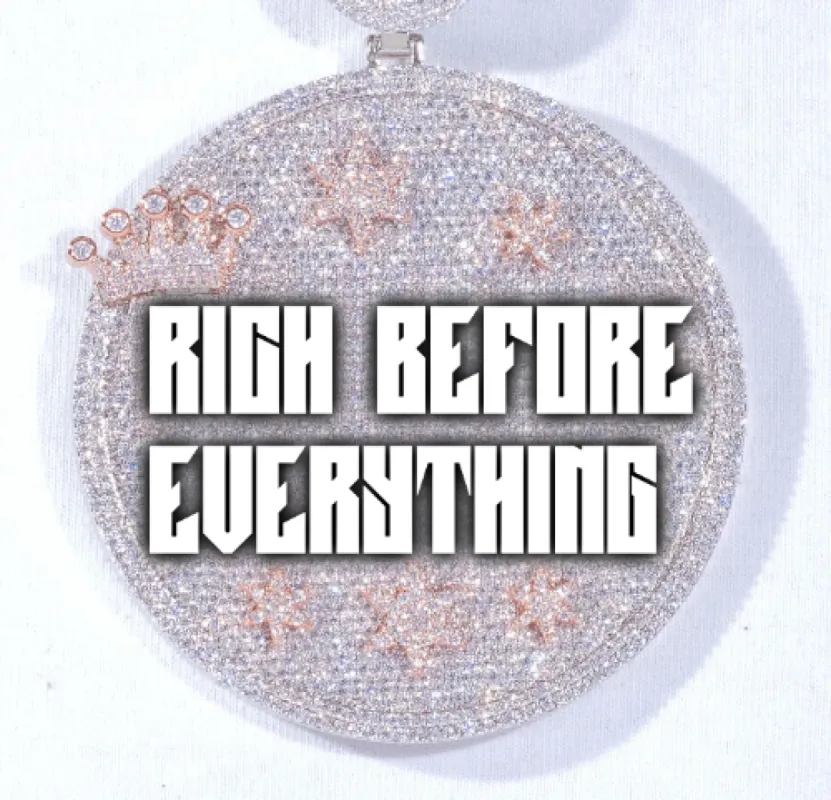 CUSTOM LETTER NECKLACE 3D BIG CROWN DISC sold by The GUU Shop