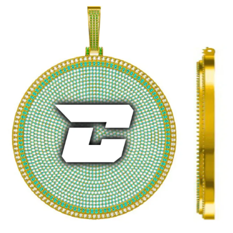 CUSTOM LETTER NECKLACE 3D BIG DISC sold by The GUU Shop