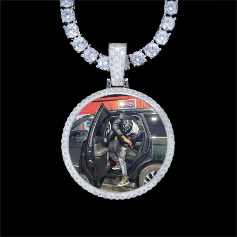 925S & VVS Moissanite 3D Circle Custom Picture Pendant sold by The GUU Shop
