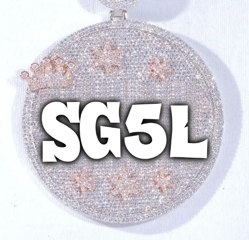 CUSTOM LETTER NECKLACE 3D BIG CROWN DISC sold by The GUU Shop