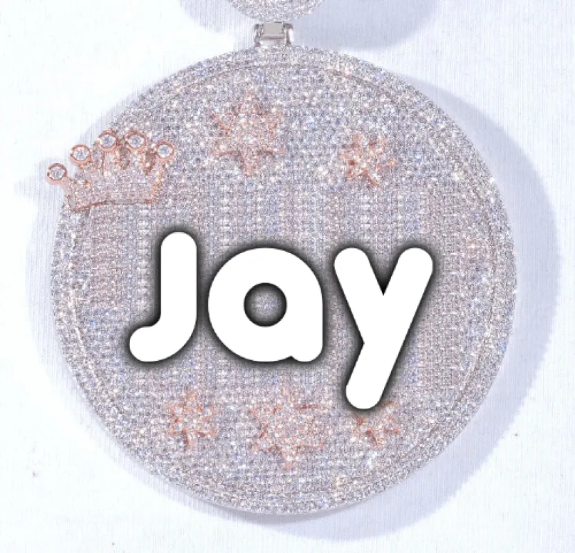 CUSTOM LETTER NECKLACE 3D BIG CROWN DISC sold by The GUU Shop