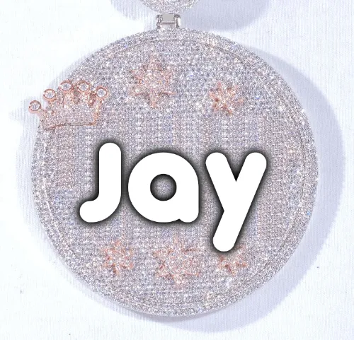 CUSTOM LETTER NECKLACE 3D BIG CROWN DISC sold by The GUU Shop