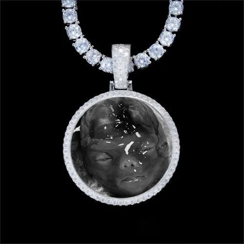 925S & VVS Moissanite 3D Circle Custom Picture Pendant sold by The GUU Shop