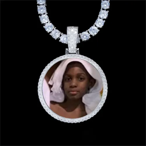 925S & VVS Moissanite 3D Circle Custom Picture Pendant sold by The GUU Shop
