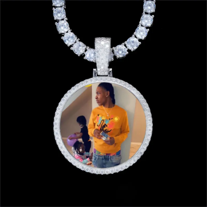 925S & VVS Moissanite 3D Circle Custom Picture Pendant sold by The GUU Shop