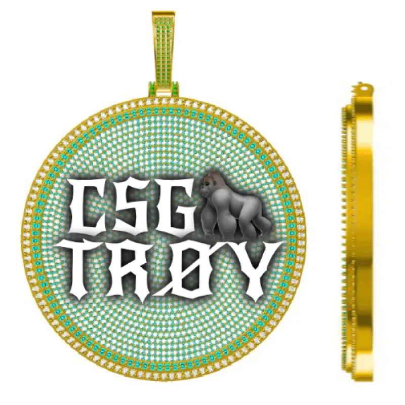 CUSTOM LETTER NECKLACE 3D BIG DISC sold by The GUU Shop