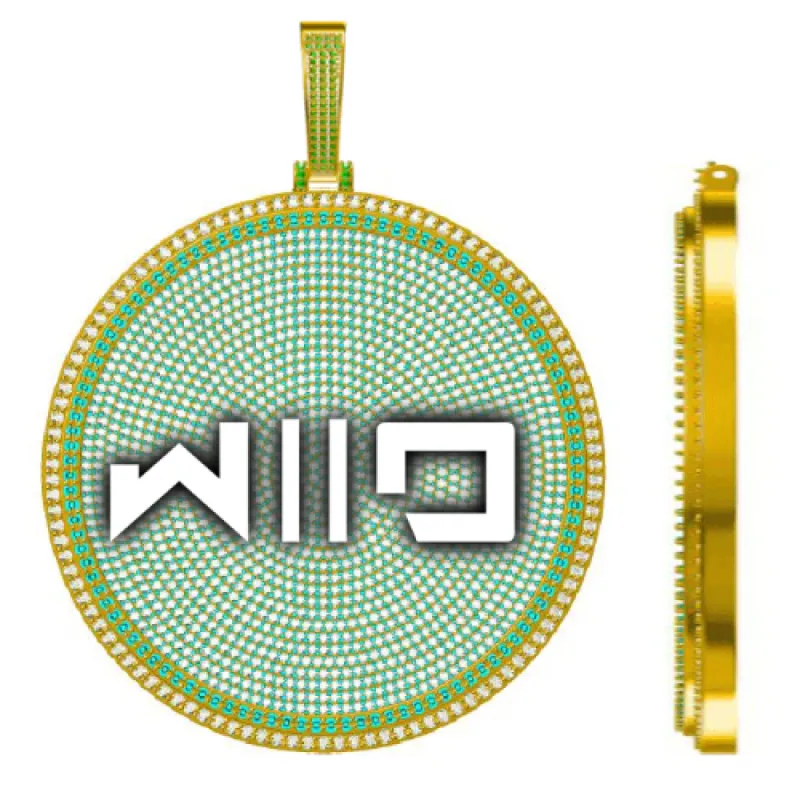 CUSTOM LETTER NECKLACE 3D BIG DISC sold by The GUU Shop